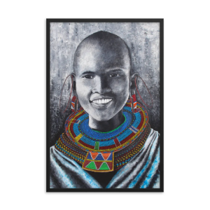 Masai Women in Beads Ready to Hang - African Art home decor - African beauty Framed Poster Printed on Thick Durable Matt