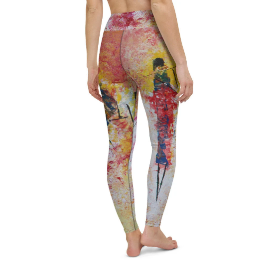 Women’s Leggings - Bright Graphic Designer Leggings - Women’s Yoga Leggings - Unique Fitness Leggings - Masai Jumping