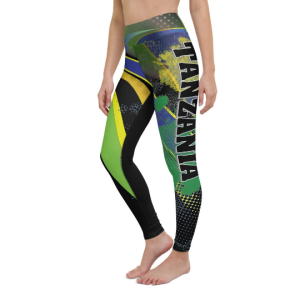 Tanzania Flag Yoga Leggings - Women’s Yoga Flag Printed Pants -High Waist Leggings - Designer Printed Leggings