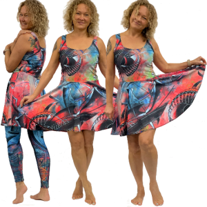 Abstract Romantic Women’s Skater Dress - Summer Sleeveless Rose Dress - Stylish Wearable Art Dress